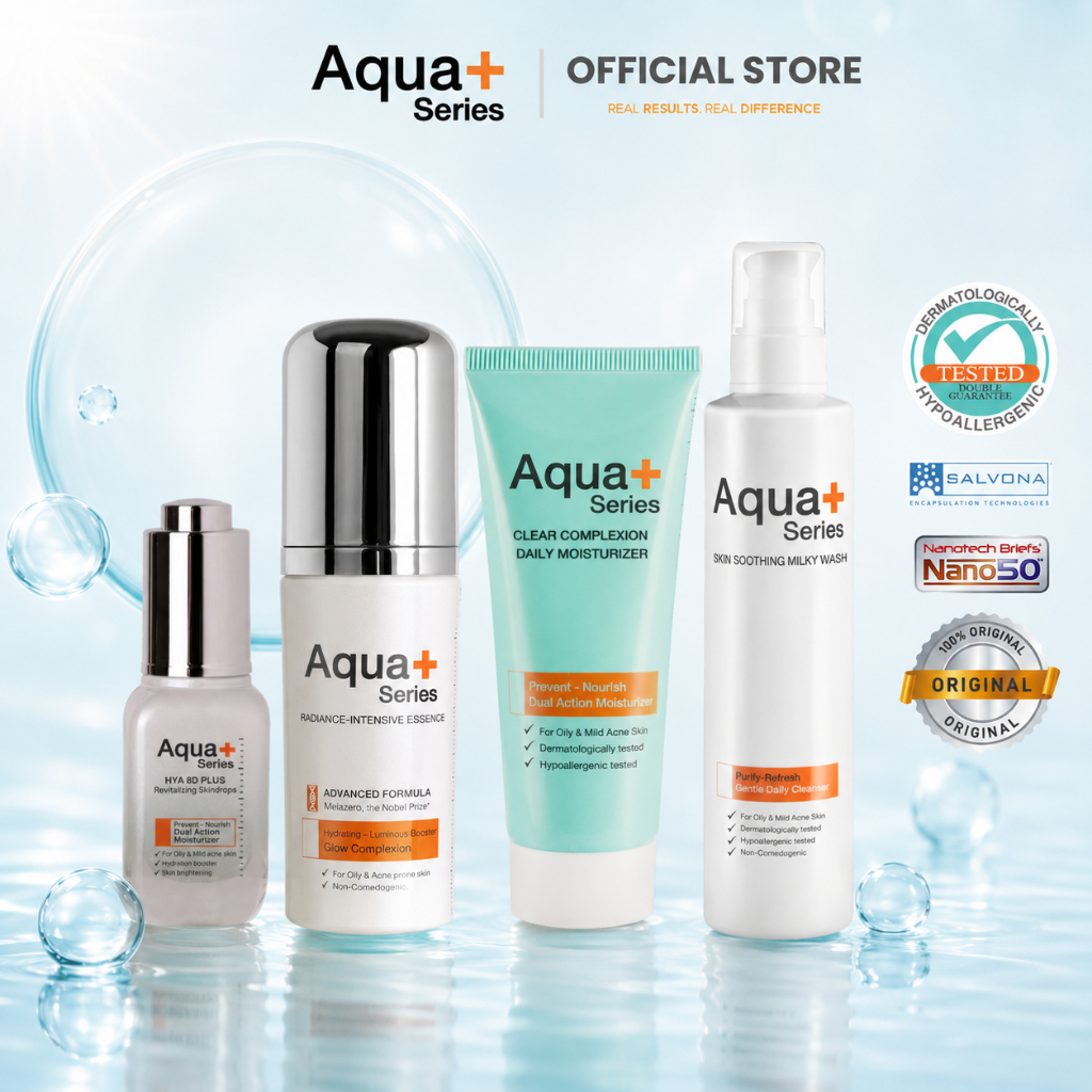 ( ชุดเซ็ต ) Aquaplus Series HYA 8D Serum & Clear Complexion & Milky Wash & Radiance Essence