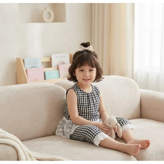 Hania kids พร้อมส่ง ชุดเซ็ต2ชิ้น ชุดคุณหนูวินเทจ ลายตารางสุดคลาสสิค - K5125688
