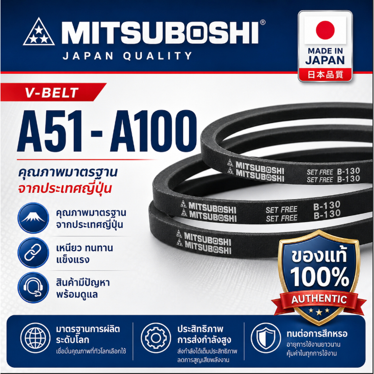 สายพาน Mitsuboshi A 51,A 52,A 53,A 54,A 55,A 56,A 57,A 58,A 59,A 60,A 61,A 62,A 63, A 64, A 65, A 66, A 67, A 68, A 69
