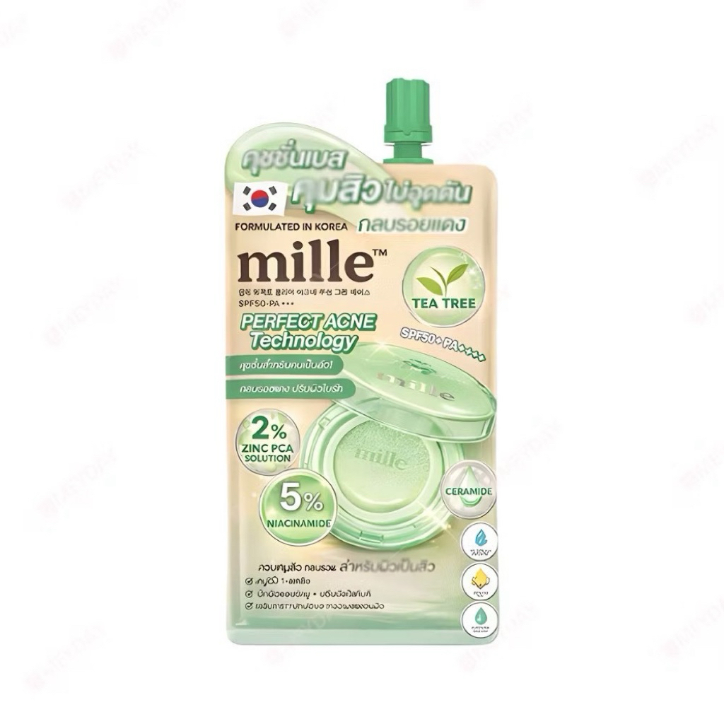 MILLE TONE UP BABY GREEN BASE SPF 30 PA++ เบสเขียว ลดรอยแดง 6g. (ยกกล่อง 6 ซอง )