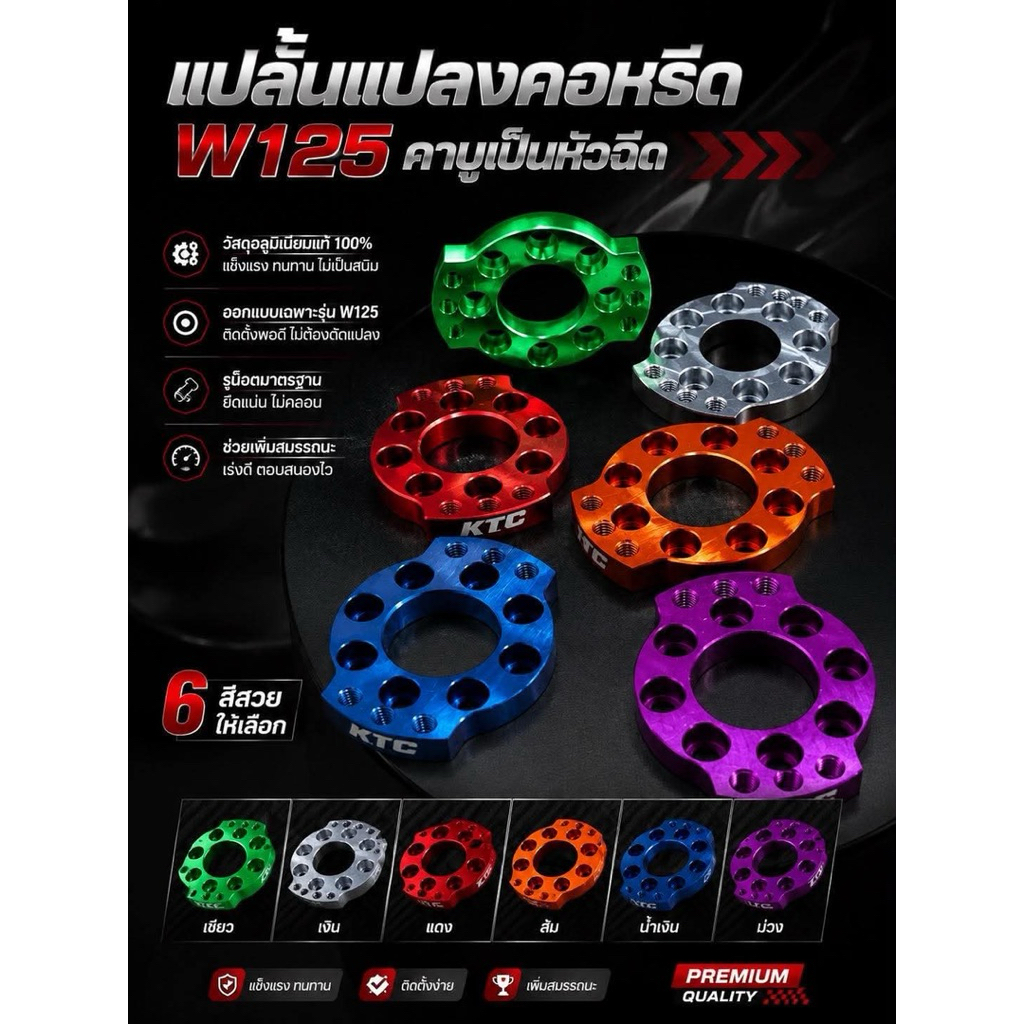 แป้นแปลงคอหลีดW125คาบู เป็นหัวฉีด มีให้เลือก6สี งานKTC อะไหล่มอไซค์สินค้าคุณภาพ