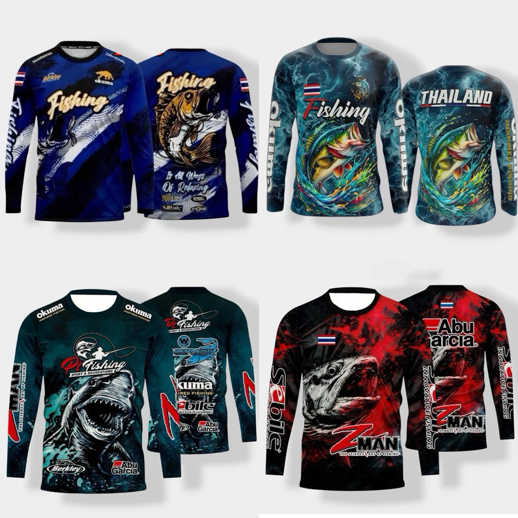 เสื้อตกปลาแขนยาว เสื้อกีฬาแขนยาว เนื้อผ้าดีนิ่มลื่นใส่สบาย