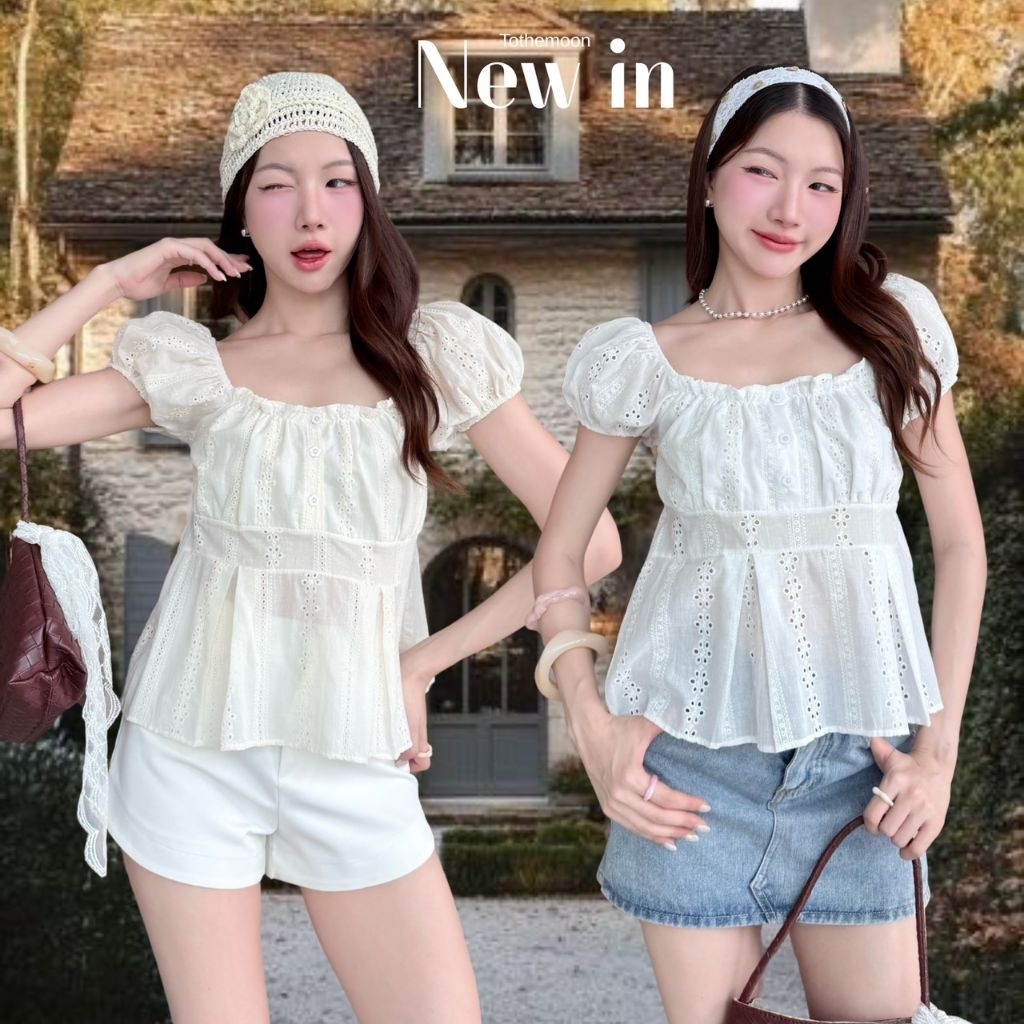 Annie : เสื้อแขนตุ๊กตาดอลลี่สม็อคหลัง งานกระดุมดอกไม้ ทรงสวย น่ารักมาก
