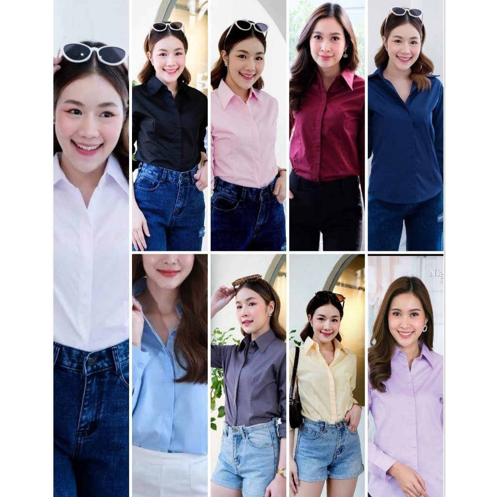 เสื้อเชิ้ตผู้หญิงแขนยาว(ผ้าร่องปีเก้) m(34),l(36), xl (38)
