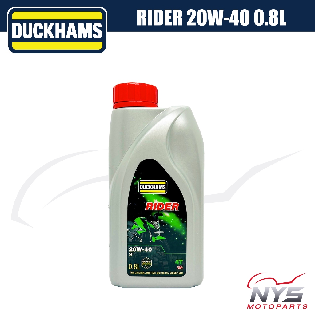 Duckhams RIDER 20W-40 ขนาด0.8L น้ำมันเครื่องดั๊กแฮมส์ไรเดอร์สำหรับรถจักรยานยนต์4จังหวะเหมาะสำหรับรถใ