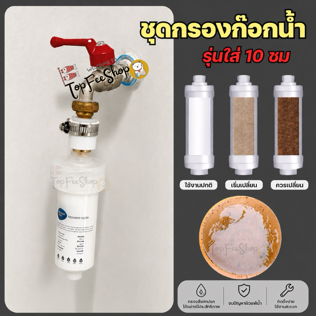 (รุ่นใหม่ไส้11ซม) เซตกรองก๊อกน้ำ กรองน้ำฝักบัว เครื่องกรองน้ำฝักบัว รุ่นถอดเปลี่ยนไส้กรองได้ Shower washing Filter