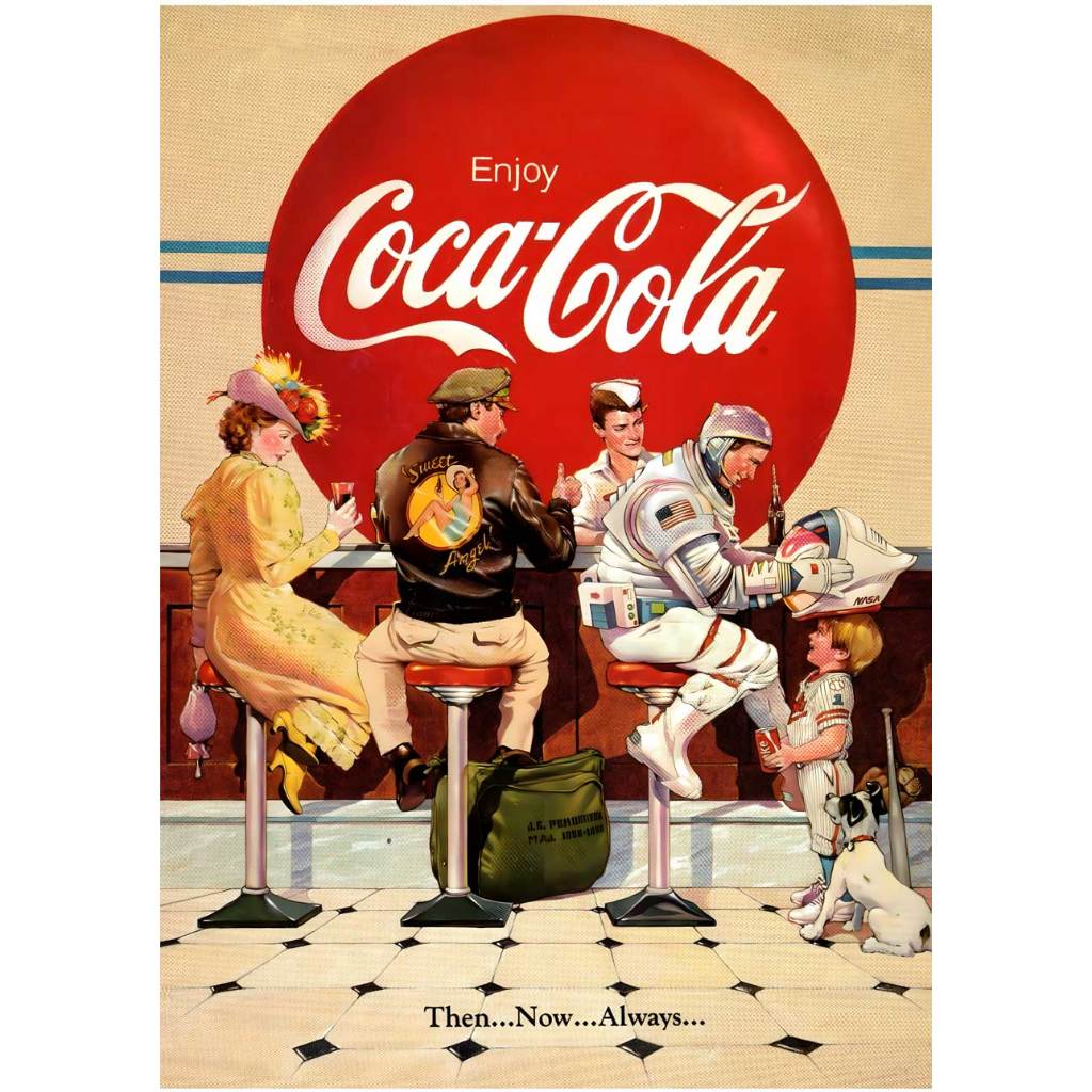 โปสเตอร์ โฆษณา โค้ก โบราณ Coca Cola Coke Vintage POSTER 11.5"x16.5" นิ้ว A3 Classic Label Logo Retro Antique