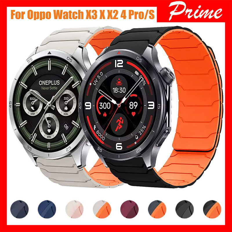 22 มม.สายซิลิโคนแม่เหล็กสำหรับ OnePlus Watch 4/3 46m'm 2 2R สร้อยข้อมือสำหรับ OPPO Watch S/X3 /X2/4 Pro สายรัดข้อมือ