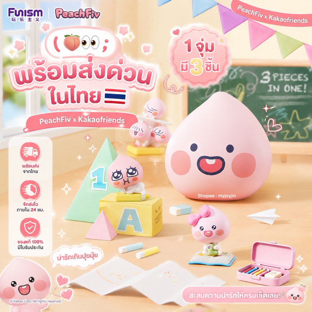 ( 🍑👀 ; พร้อมส่งด่วนในไทย ) PeachFiv x Kakaofriends 1 จุ่มมี 3 ชิ้น