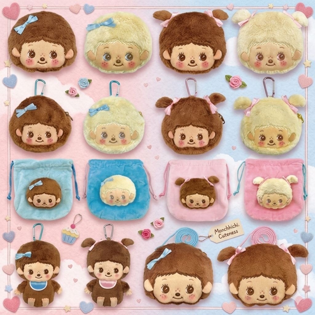 🇯🇵 Monchhichi COLORS Keychain กระเป๋าใส่เหรียญมอนชิ พวงกุญแจ จากญี่ปุ่น 🇯🇵