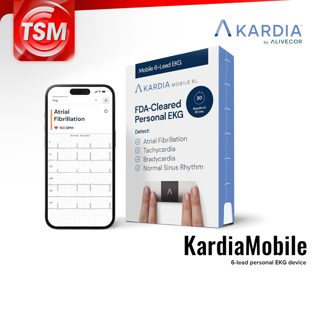 AliveCor KardiaMobile 6L เครื่องตรวจคลื่นไฟฟ้าหัวใจ (ชนิด 6 ลีด) แบบพกพา