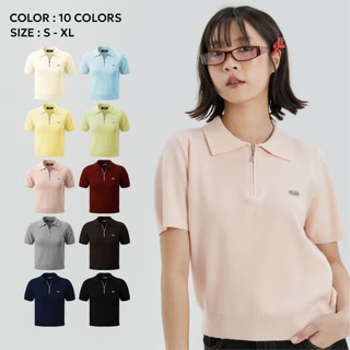 (พร้อมส่ง)Bemingtop909(S-XL)-Cody Half-Zip Polo – เสื้อโปโลไหมพรมคอซิป เนื้อผ้าถักแน่นแต่นุ่ม