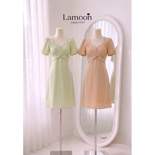 [พร้อมส่ง] Angel dress - เดรสทรงเอแต่งจีบอก ป้าย VERA ชุดไปงานแต่ง ชุดไปคาเฟ่ ผ้าบาร์บี้ by Lamoon Apparel