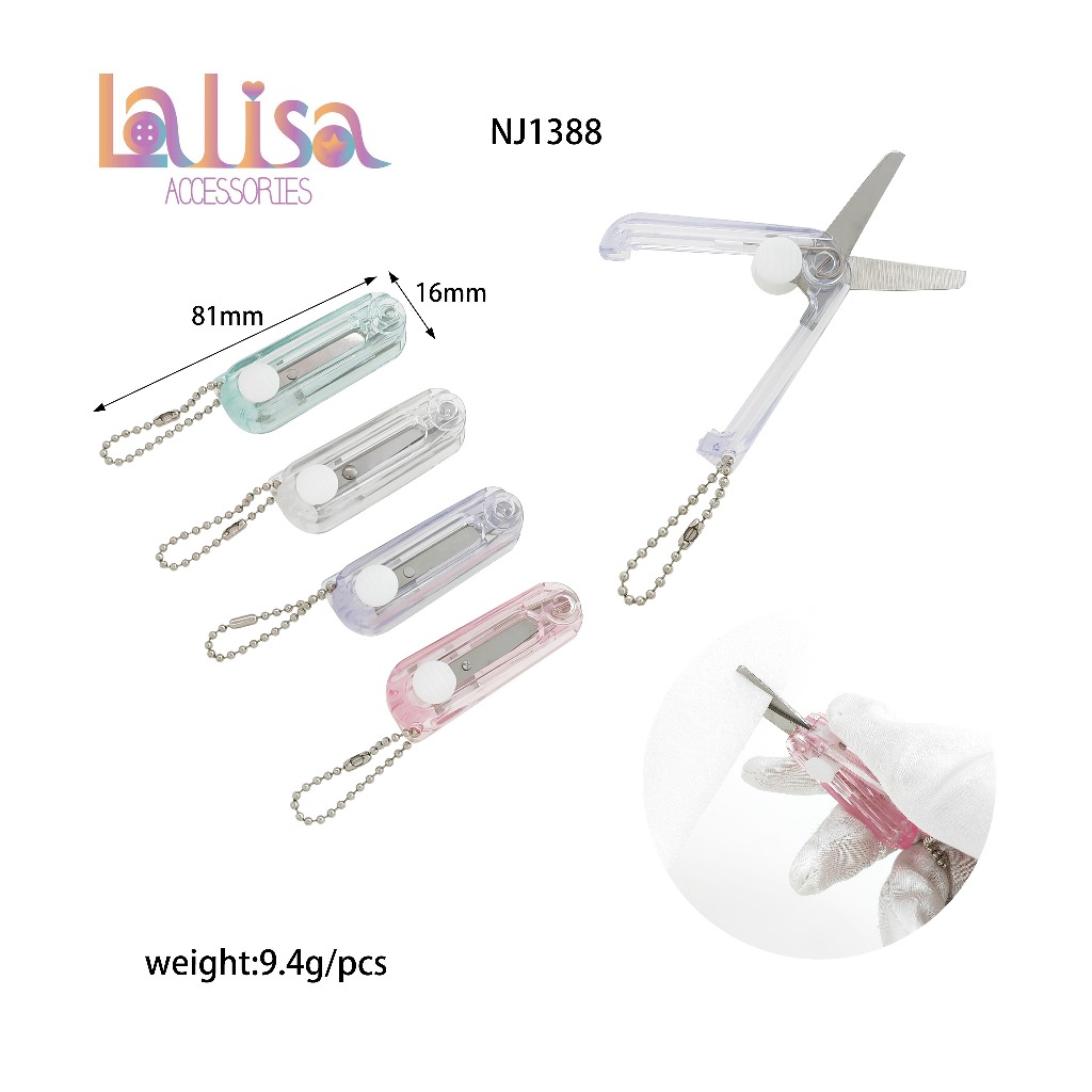 กรรไกรพับขนาดมินิ ดีไซน์ใสพาสเทล น่ารัก พกง่าย ใช้งานสะดวก Mini scissors NJ1388