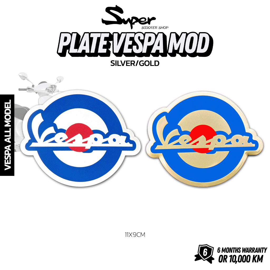 โลโก้ตกแต่งรถมอเตอร์ไซค์ VESPA PLATE VESPA SERVICE GOLD NO: 60000G NO: 60000