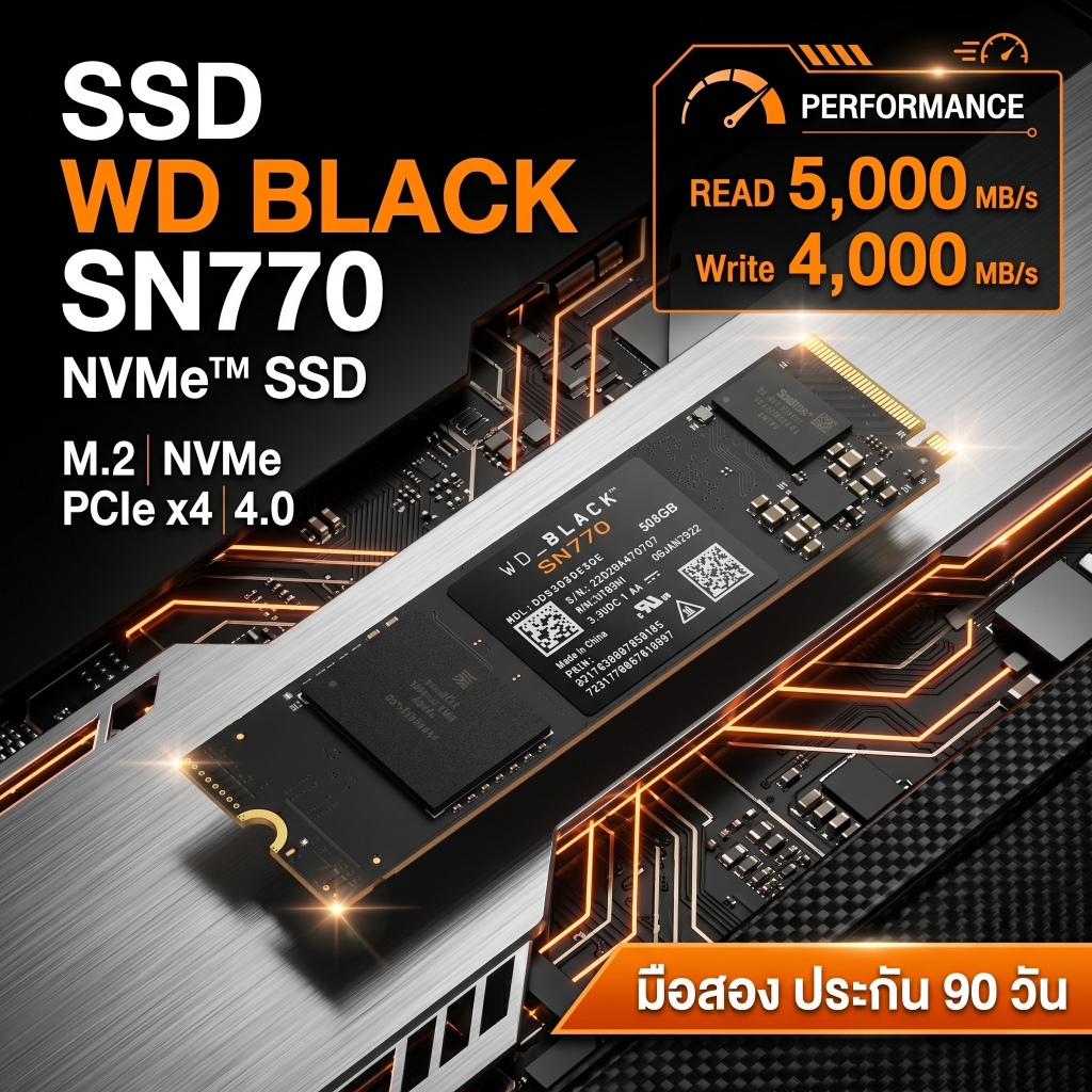 [มือสอง] SSD WD BLACK SN770 500GB M.2 NVMe PCIe 4.0 ประกัน 90 วัน
