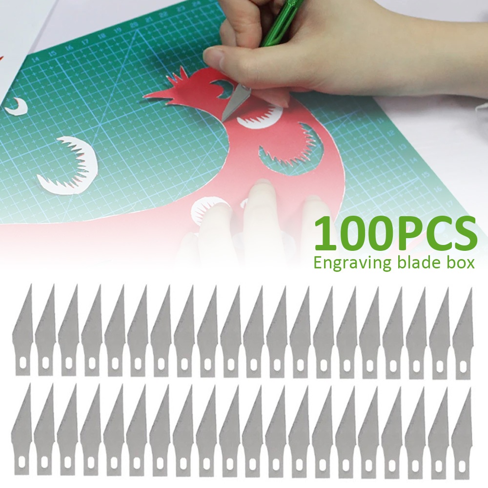 100pcs Craft Blades High Carbon Steel Art Blades Cutting Tool with Storage Case for Hobby Scrapbooking Stencil