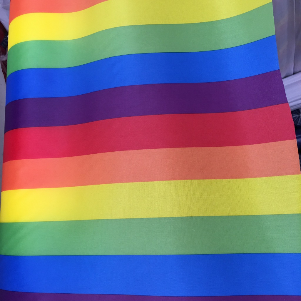 ผ้าเมตร สีรุ้ง หน้ากว้าง 150cm ผ้าร่ม ของตกแต่ง ปาร์ตี้ LGBTQ Fabric Cloth Rainbow Stripes / Pride Party Decoration