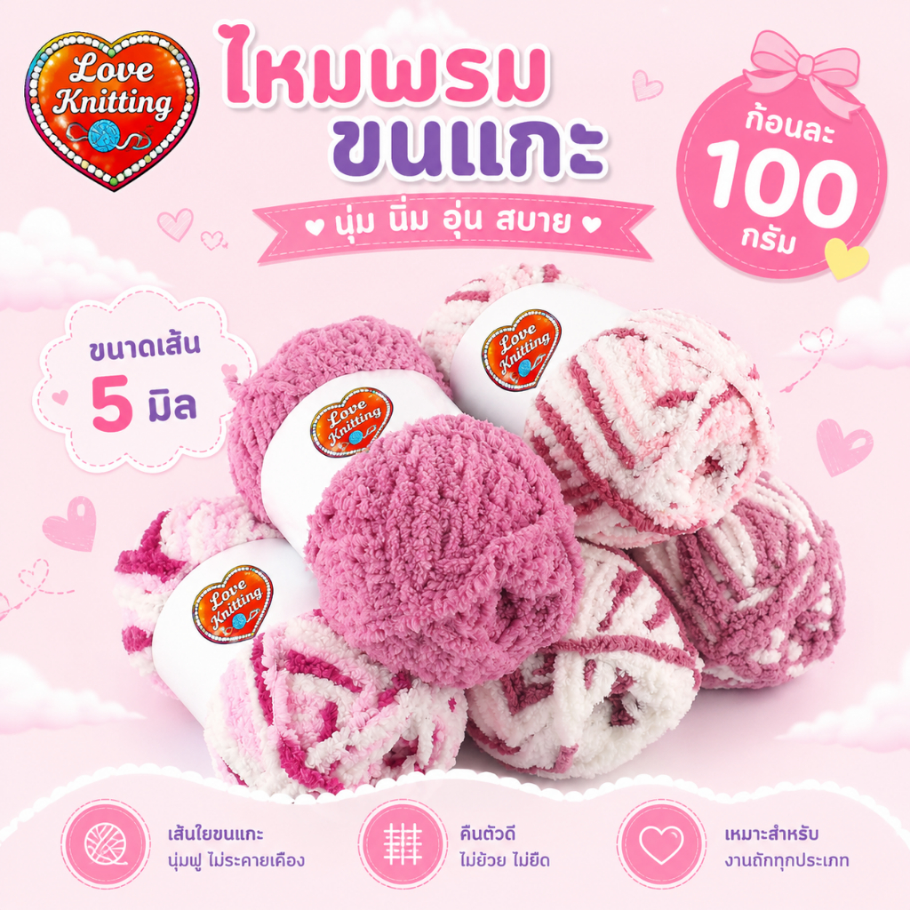 ไหมพรมขนเเกะ WA10m -100g ไหมพรมขนเเกะหนานุ่ม ไหมพรม ขนเเกะ ไหมพรมหนานุ่ม