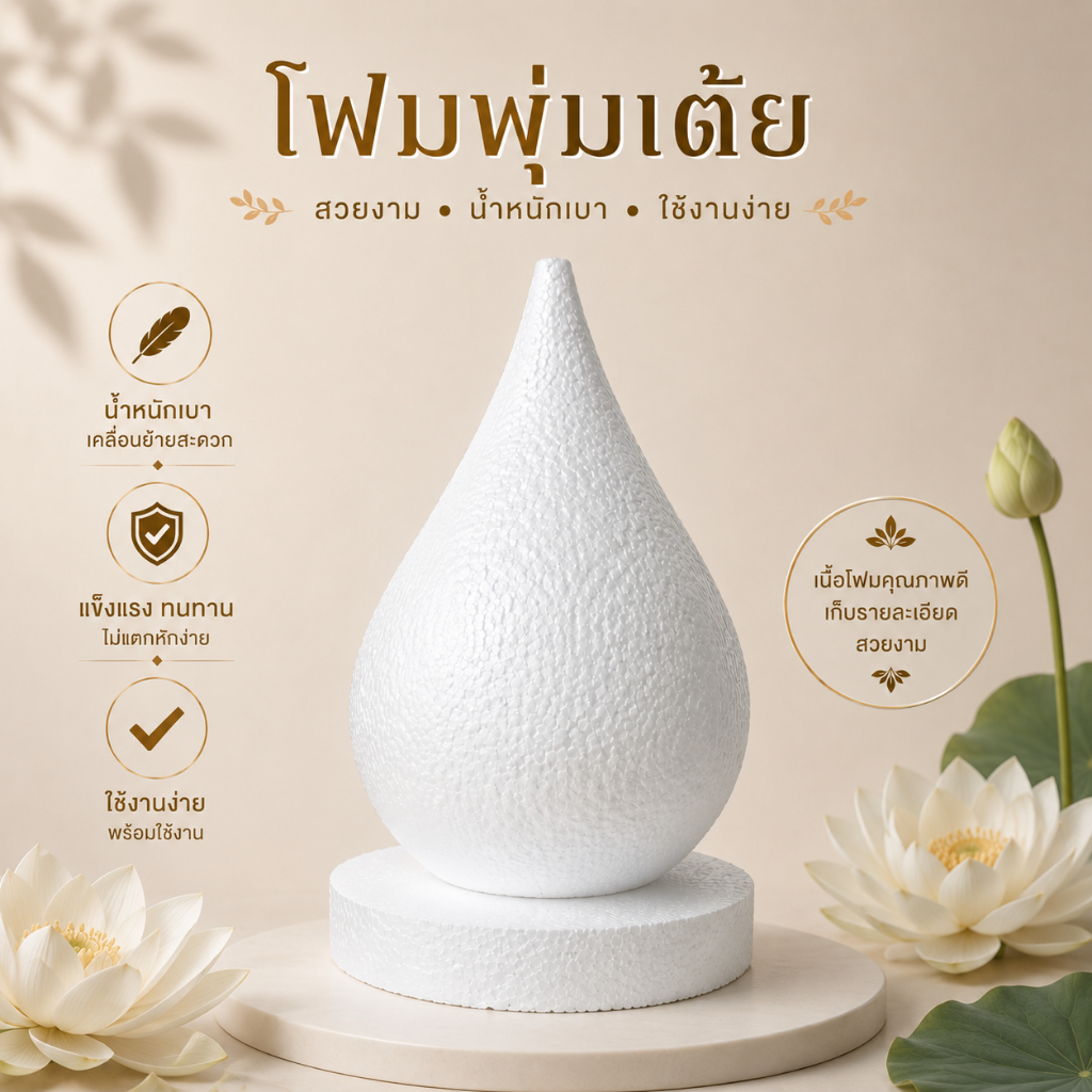 โฟมพุ่มเต้ย เบอร์4,5,6,7,8,9,10,12 โฟมพานพุ่ม โฟมทำบายศรี โฟมทำพาน โฟมพุ่ม โฟมวงกลม โฟมแผ่น แถมโฟมกระทงตามเบอร์ทุกอัน