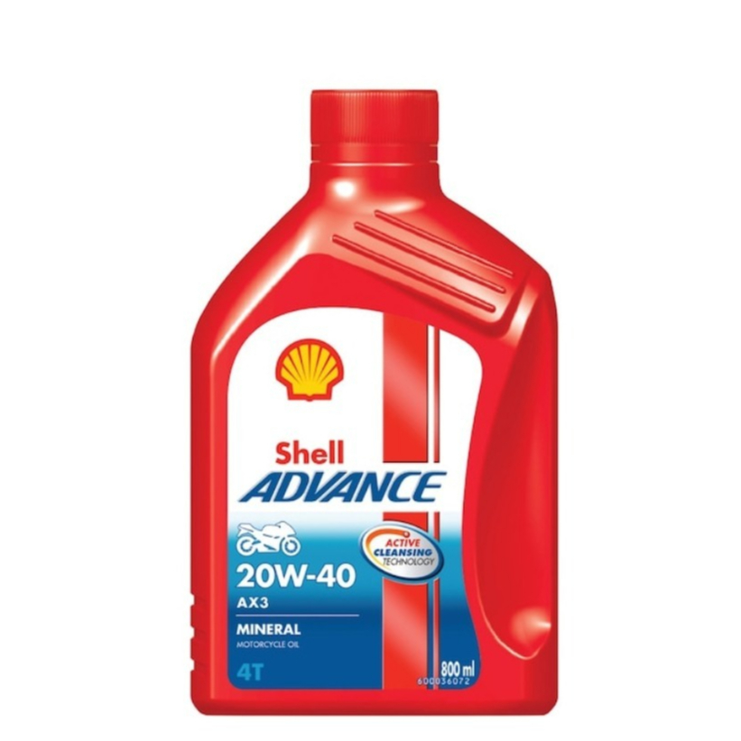 Shell advance AX3 4T 20W-40 0.8 L 0.8L มีเกียร์ น้ำมันเครื่อง มอไซค์ AX 3 20W40 เชลล์ MA 101119791