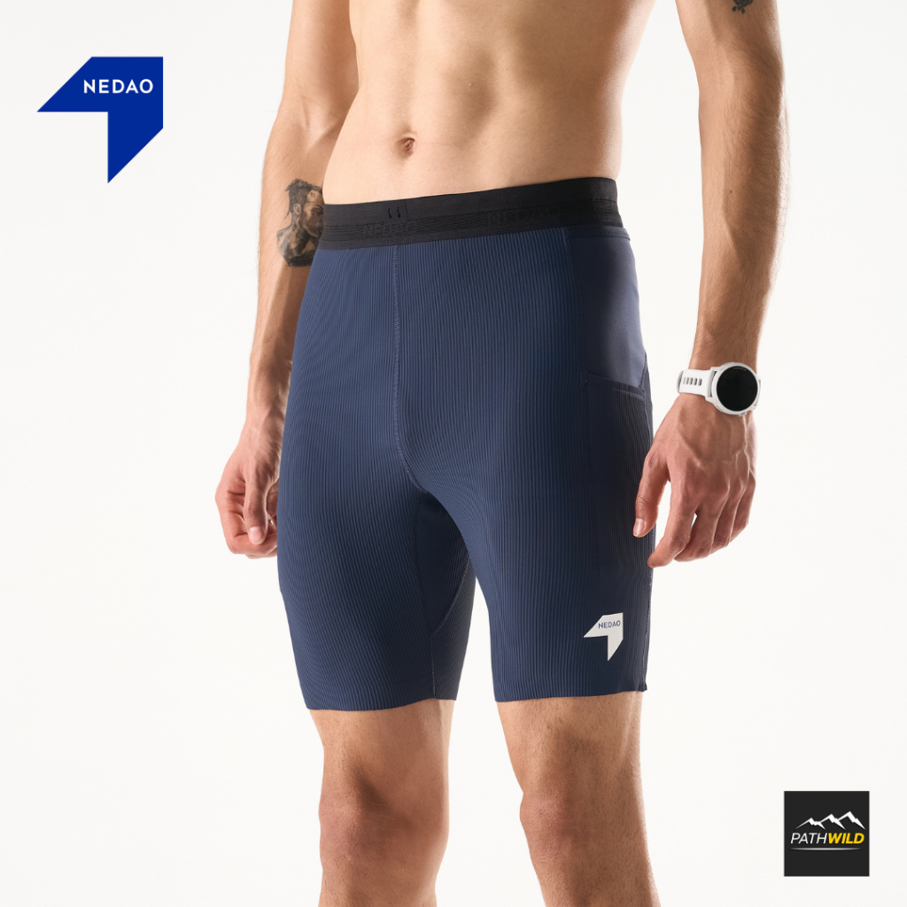 NEDAO MEN'S VELOCITY X PRO HALF TIGHTS - 1/2 LENGTH กางเกงวิ่งออกกำลังกายรัดกล้ามเนื้อ ช่องใส่ของเยอะ เบาระบายอากาศได้ดี