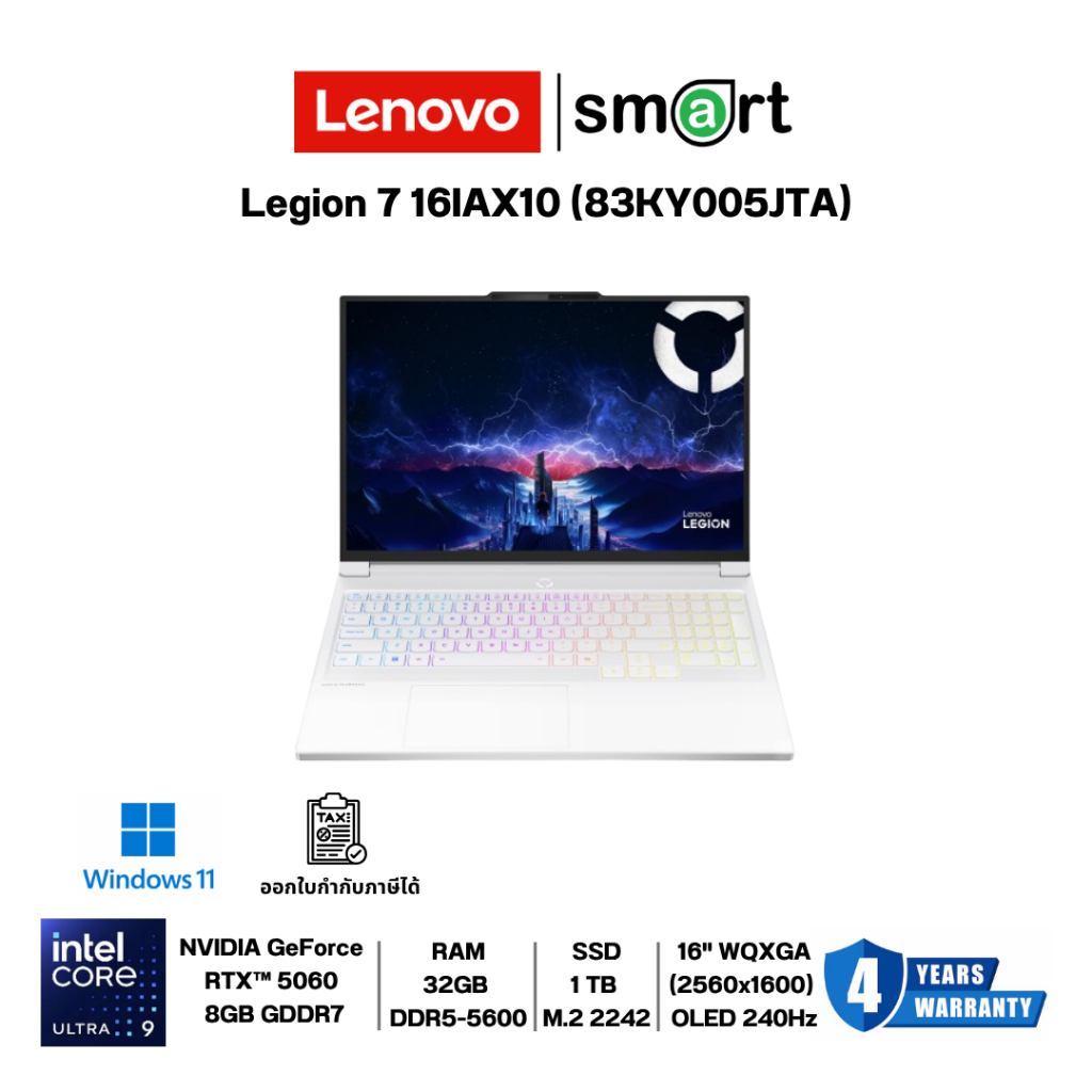 Lenovo Legion 7 16IAX10 (83KY005JTA) Core Ultra 9 275/RTX5060/32GB/1TB/16"/Win11 (Glacier White)