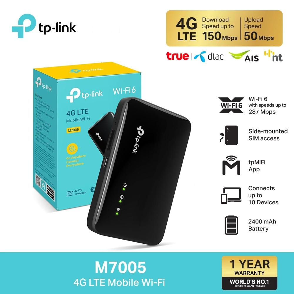 TP-Link M7005┃4G LTE Mobile Wi-Fi พ็อคเก็ตไวไฟ 6┃pocket wifi┃wifi┃ใส่ซิม┃ไวไฟพกพา┃wifi พกพา