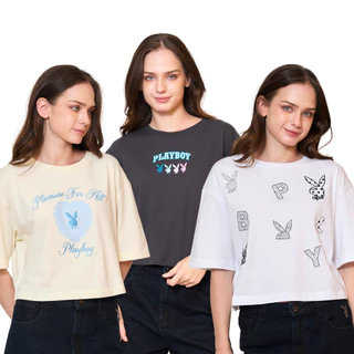 PLAYBOY 06PB เสื้อCRO เสื้อผ้าผู้หญิง/เสื้อ/เสื้อยืดสีขาว รุ่น P1WT265TF021WH P1WT265TF037CR P1WT265TF038GY