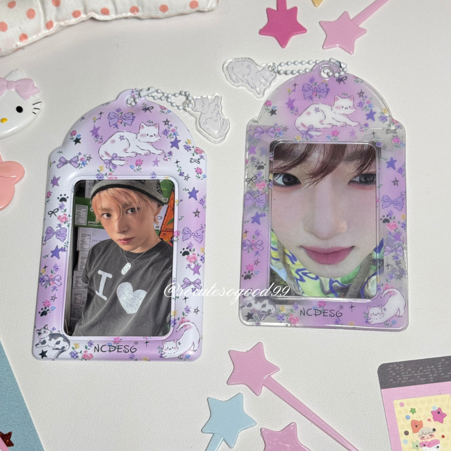 Lavender Kitty Photocard Frame เฟรมการ์ดแมวลาเวนเดอร์ พร้อมจี้สุดคิวท์ 💜