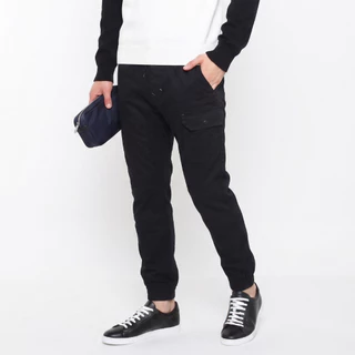 DAVIE JONES [BE FEARLESS] กางเกงจ็อกเกอร์ผู้ชาย Slim Fit Joggers สีน้ำเงินฟอก กรม ดำ GP0158