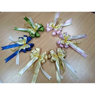 โบว์สำเร็จรูป💥สีน้ำตาลทองดอกใหญ่📌สินค้าพร้อมส่ง📌ใช้ติดกล่องของขวัญกระเช้าของขวัญ วันปีใหม่ วันคริสต์มาส งานทำมือทุกชิ้น💥