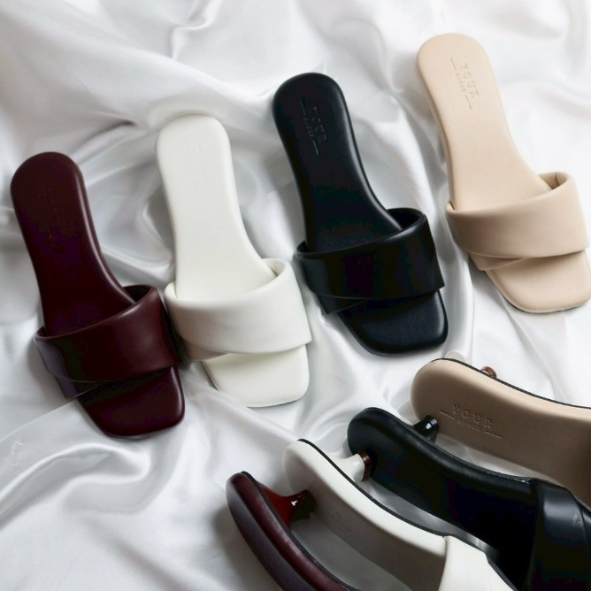 YOURSHOES O6 / รองเท้าส้นสูง 1นิ้ว รองเท้าผู้หญิง รองเท้าสวมหนังนิ่ม