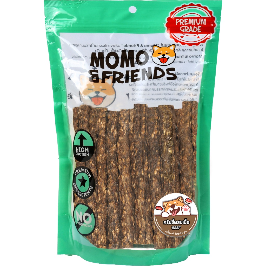 ขนมขัดฟันสุนัข ครันชี่เนื้อวัว แบรนด์ Momo&Friends Size L(แพ็คใหญ่)