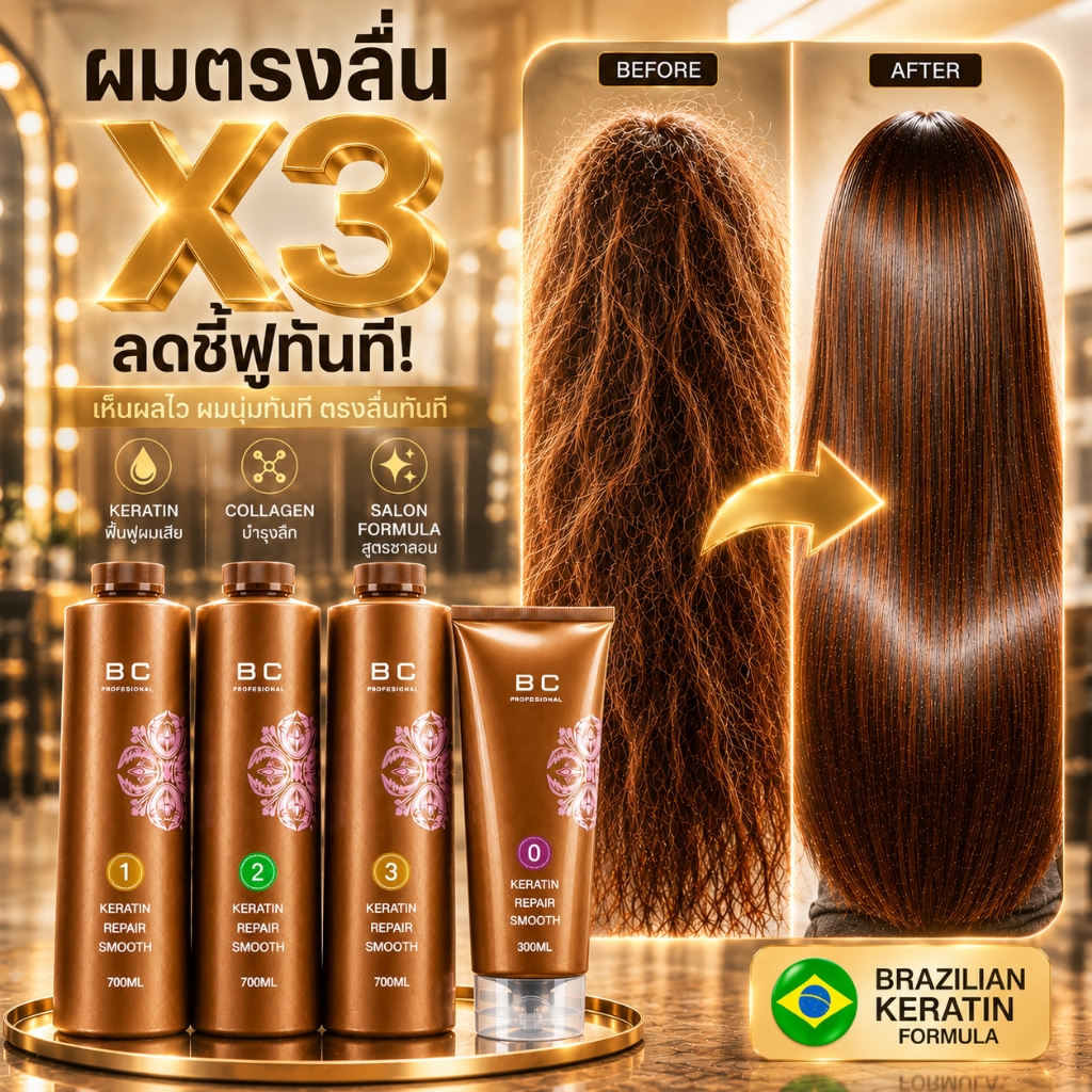 BC Keratin Repair Smooth ทรีทเมนต์เคราติน ฟื้นฟูผมเสีย ลดชี้ฟู ผมนุ่มลื่น เงางาม กลิ่นหอม สูตรซาลอน