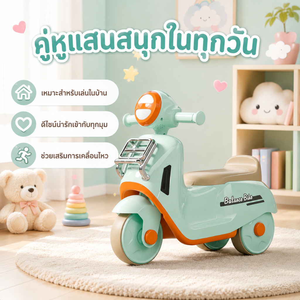 จักรยานขาไถ รถขาไถ รถขาไถเด็ก เพลง แสง 0-3ขวบ 3ล้อ น่ารัก ปลอดภัย ของเล่นเด็ก ของขวัญ