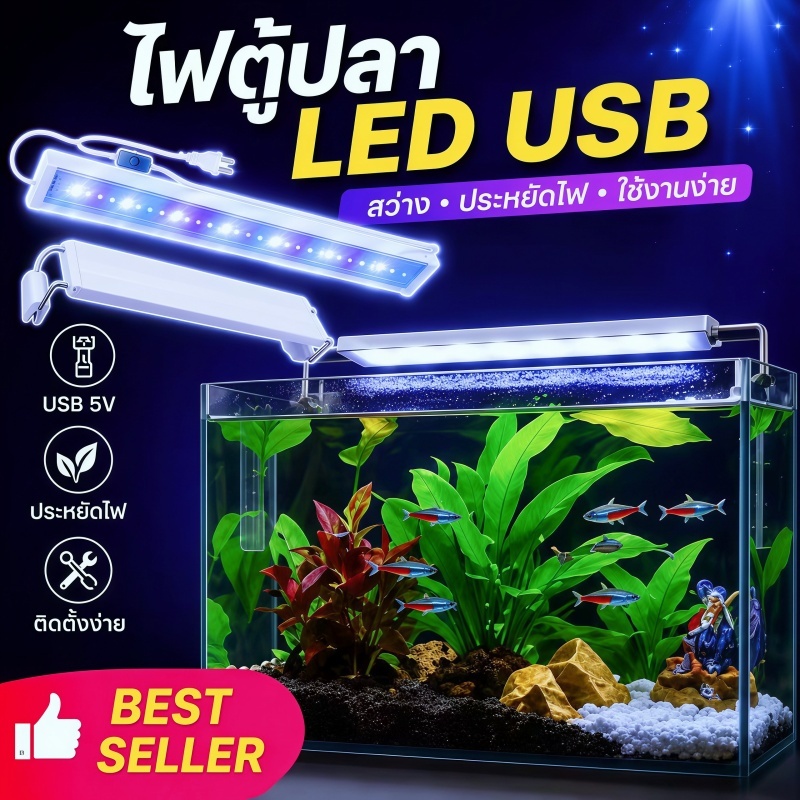 🔥โคมไฟตู้ปลา โคมไฟ Led RGB ปรับสีได้ ไฟตกแต่ง สําหรับตกแต่งตู้ปลา ไฟติดตู้ปลา