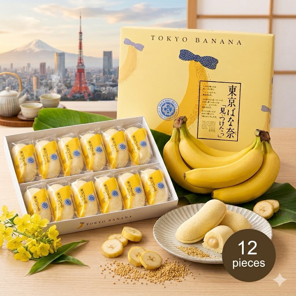 Tokyo banana เค้กกล้วยแบบ12ชิ้นจากญี่ปุ่น