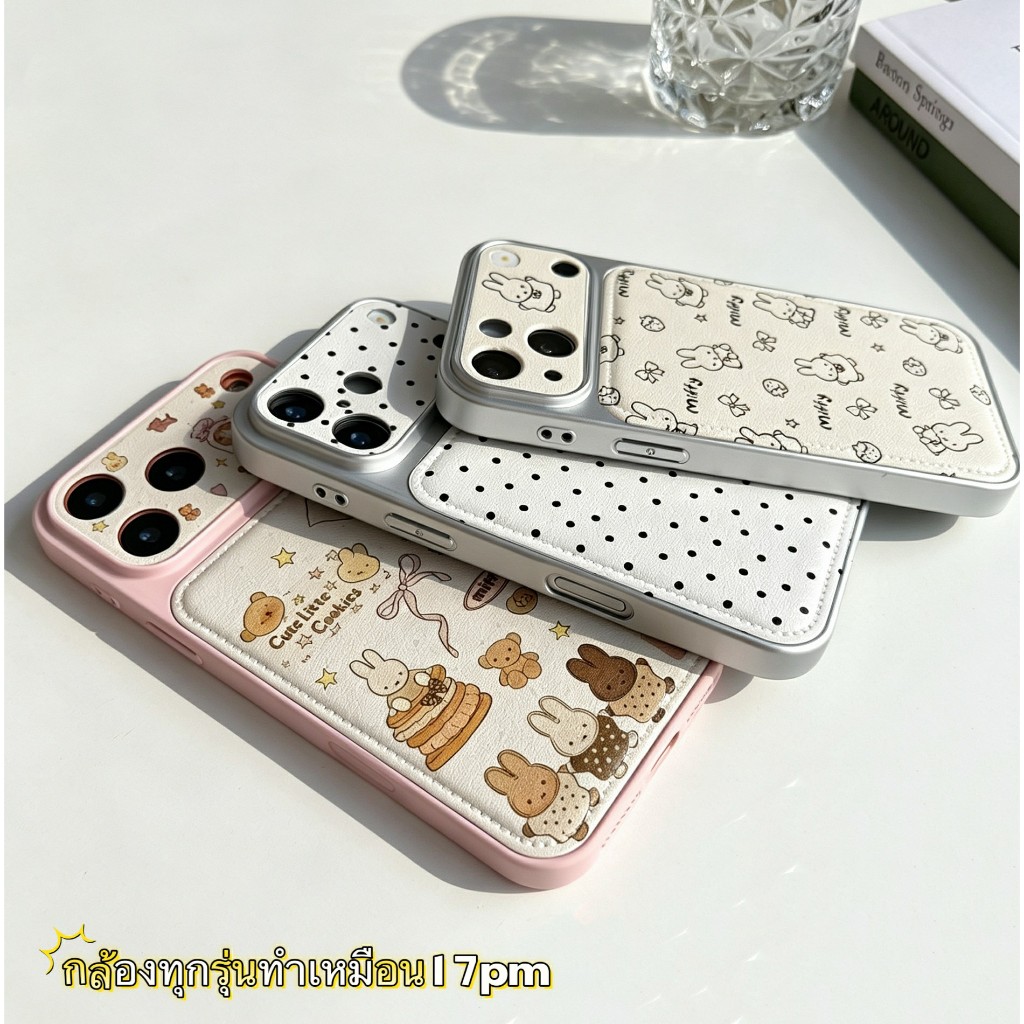 เคสหนังสกรีนลายการ์ตูนกันกล้องสำหรับไอโฟน17/pro/max for iPhone 16/pro/max 15/pro/max 14/pro/max 16plus 15plus 14plus i17