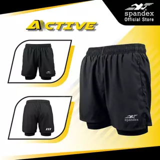 Spandex กางเกงวิ่งผู้ชาย 2 IN 1 กระเป๋ามีซิป ซับในนุ่ม ไม่เบียด ไม่บาด ไม่อมเหงื่อ Active RN208