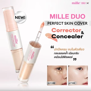 [ใหม่ มี 2 สีให้เลือก] MILLE DUO PERFECT SKIN COVER CORRECTOR & CONCEALER คอร์เรคเตอร์ และ คอนซีลเลอร์ 5g.+ 5g.