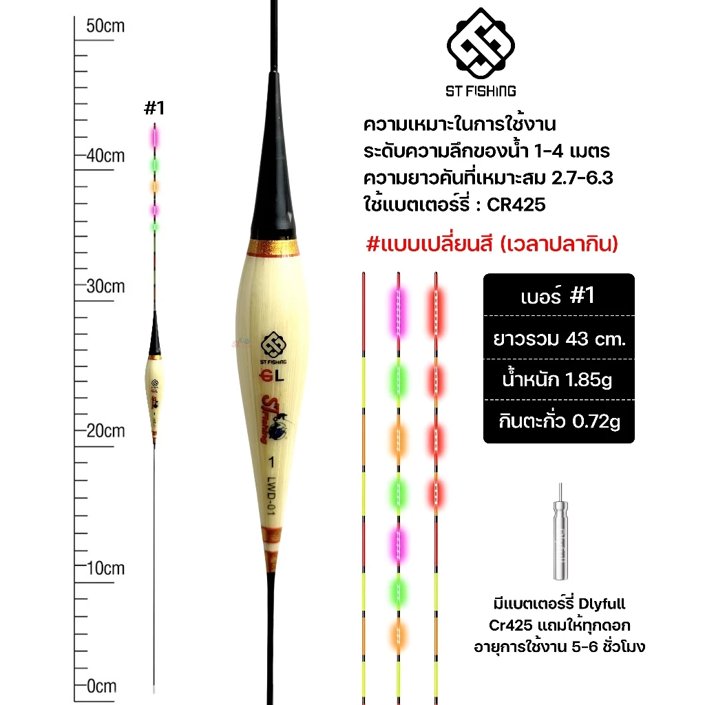 ทุ่นอ้อไฟ ทุ่นไฟ GL ลดอาการเมื่อยล้าตาจากไฟส่องทุ่น หลอดไฟ LED แบบแถวคู่ (มีถ่านให้ 1 ก้อน)