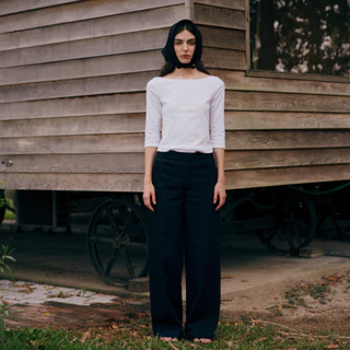 She Knows - Caroline Cotton Blouse เสื้อคอตต้อน แขน 3/4 แต่งลูกไม้ XS-XL