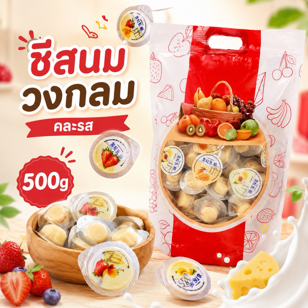 ชีสนมวัว 3 รูปแบบ (สามเหลี่ยม,วงกลม,เเท่ง) 500g.
