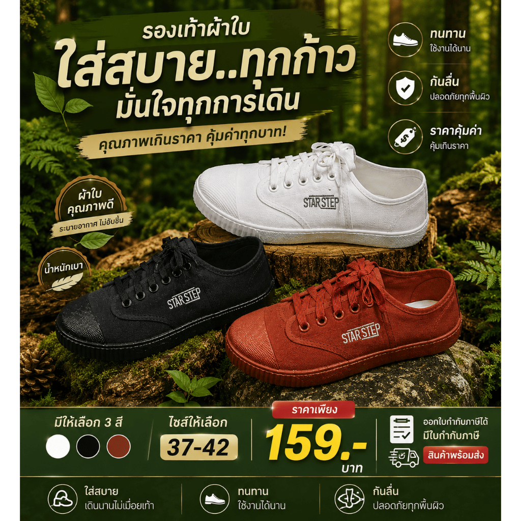 STAR STEPรองเท้ากีฬาสำหรับนักเรียน รองเท้าผ้าใบ รองเท้าโรงเรียน รุ่น 205S สีขาว สวมใส่สบายและระบายอากาศได้ดี