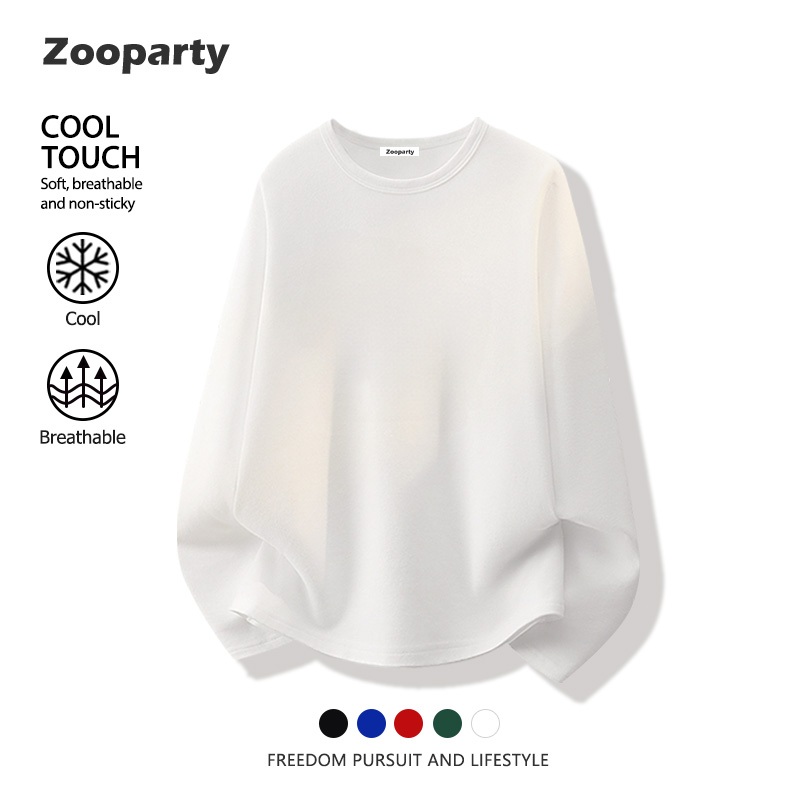 เสื้อยืดแขนยาว สีขาว เรียบง่าย ยืนพื้น ไม่หด ใส่สบายตลอดวัน ทรงสวย 5 สี (ส่งเร็ว จัดส่งจากไทย)