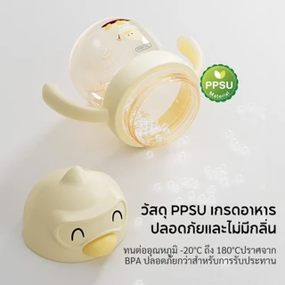 Dr.isla แก้วน้ำเด็ก ขวดน้ำเด็ก PPSU 2in1 (หัวเป็ด+หลอด) ดื่มได้ทุกท่า กันน้ำพุ่ง หกไม่รั่ว ไร้BPA 6เดือน+ WC35