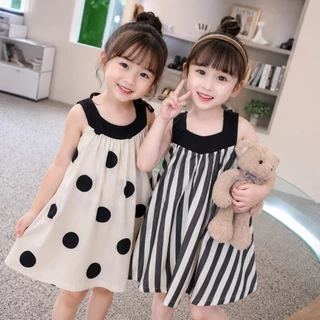 Hania Kids พร้อมส่ง ชุดเด็กผู้หญิง พร้อมส่ง ชุดเดรสกระโปรง ลายทาง ลายจุดน่ารัก - K3124501