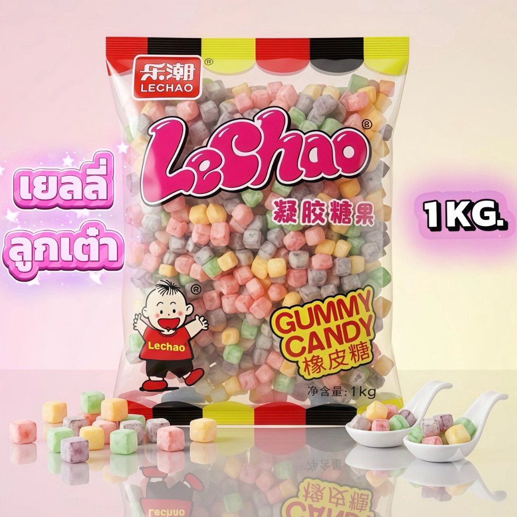 เยลลี่ลูกเต๋า Lechao 1 กิโล อร่อย หนึบหนับ ฟินทุกเม็ด อร่อยโดนใจ เด็กก็ใช่ ผู้ใหญ่ก็ชอบ