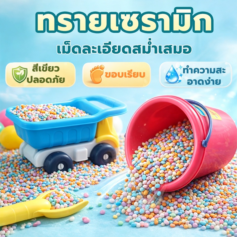 เม็ดเซรามิค 10 กิโล โค้งมน กระสอบ ผิวเรียบ ปลอดภัย ใช้งานอเนกประสงค์ โค้งมน ตกแต่งตู้ปลา สนามเด็กเล่น ทรายเซรามิก